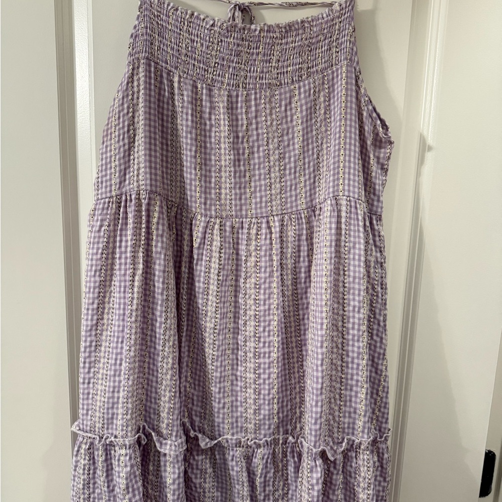 Altar'd State Purple Maxi Dress Smocked Tiered A-line